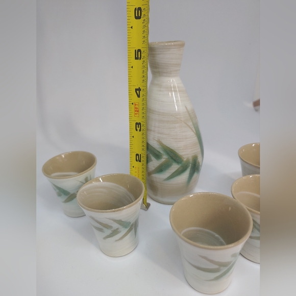 Vintage PCDG Sake Set Ceramic Hand Painted Bamboo - Picture 4 of 10